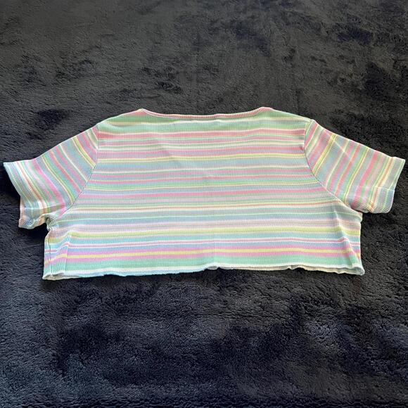 Stylish St. John's‎ Bay Striped Crop Top Raw Hem  - Large - Picture 4 of 4